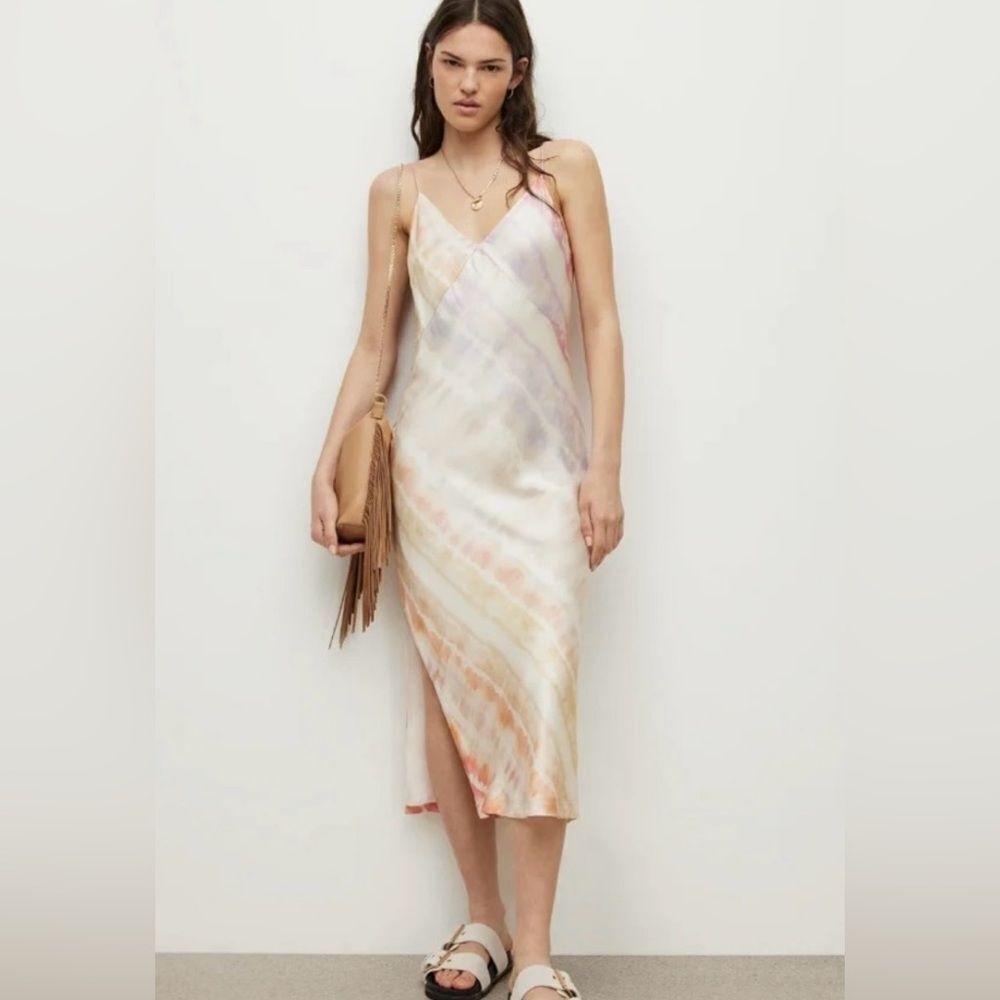 NWT All Saints Melody Marea Rainbow pink dress size 8